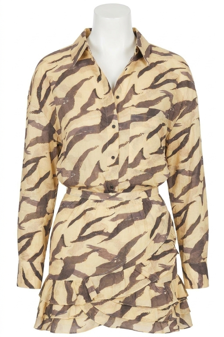 NEW IRO deriana button up shirt in print tiger
